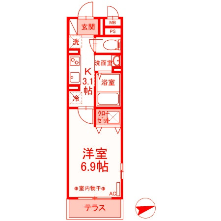 鎌倉市岩瀬１丁目のアパートの間取り