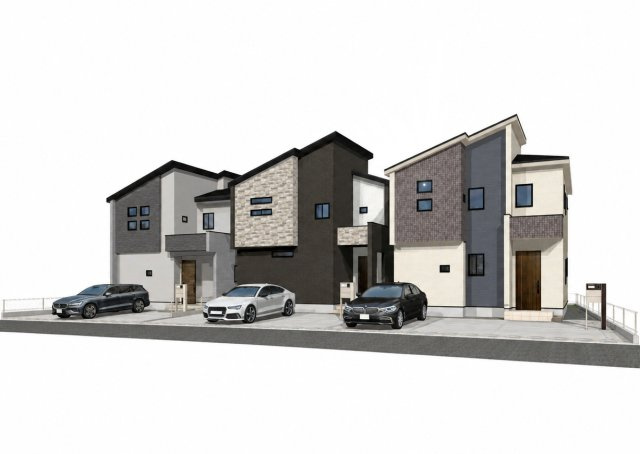【外観パース】 | 伊勢原市串橋　全３棟　新築住宅