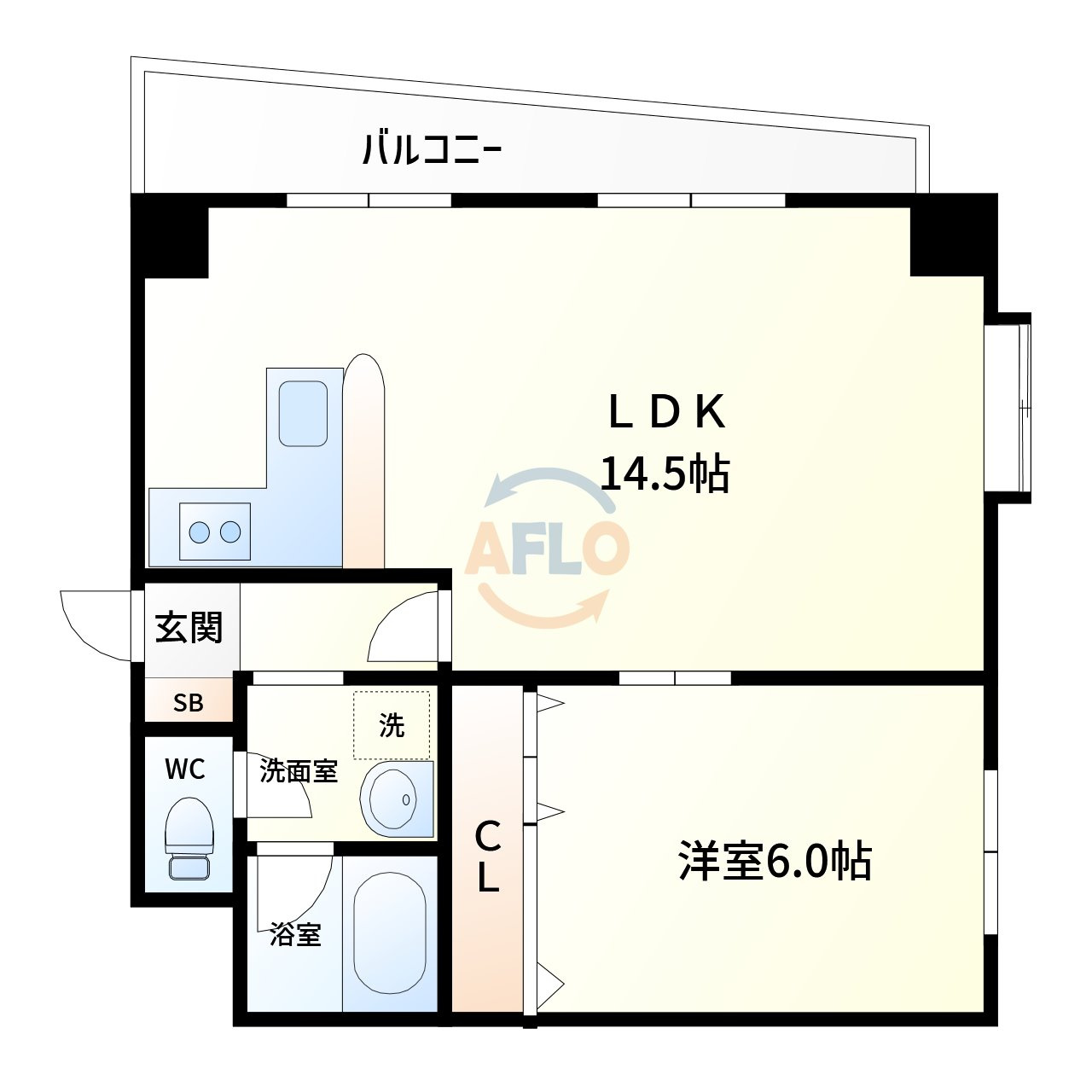 ヴァンシス難波南の間取り|ヴァンシス難波南　開放感ある間取り