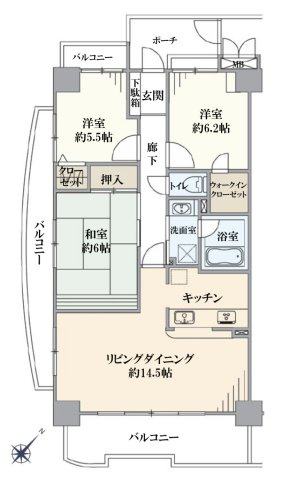 クレストコート我孫子の間取り