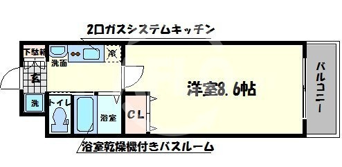 アドバンス難波ウインズの間取り|アドバンス難波ウインズ　開放感ある間取