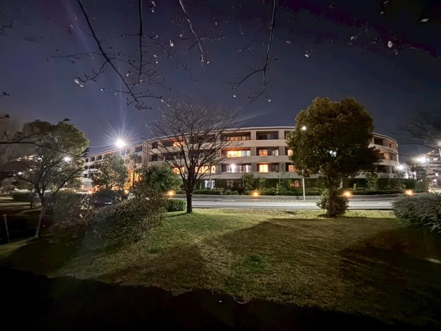 日の出おひさま公園からの景観。令和6年8月築・野村不動産㈱分譲。電柱埋設の日の出エリア且つ、限られた一種低層に佇むプラウド新浦安パークマリーナ。