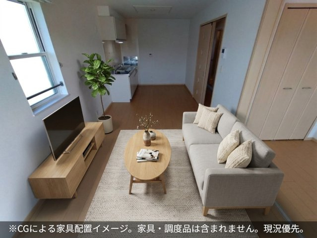 プラシード・カーサⅠの居間・リビング|家具はCGのイメージ画像になります。※実際に家具は付いておりません。