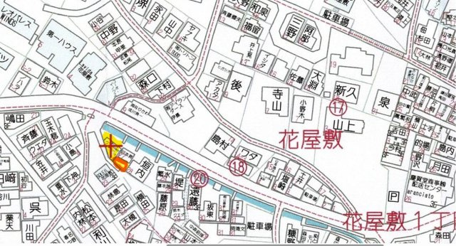 ペディハウス川西市花屋敷1丁目＋土地の地図