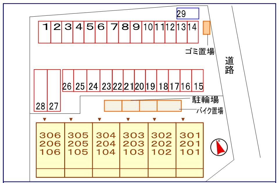 ガーデン　ヴィオラの区画図|駐車場