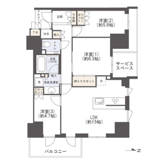 【間取り】 | ジオタワー新町 | 【間取り】高層階南西角部屋、2025年竣工の築浅物件！