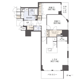 【間取り】 | ジオタワー新町 | 【間取り】高層階南西角部屋、2025年竣工の築浅物件！