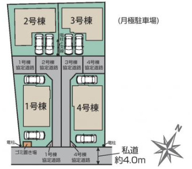 【仲介手数料無料】狭山市中央　全４棟　１号棟　狭山市の不動産なら西武ハウジングの区画図