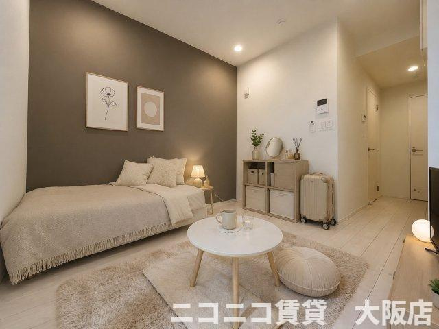 大阪市生野区桃谷３丁目のアパートの居間・リビング|CG画像です。家具家電付きではありません