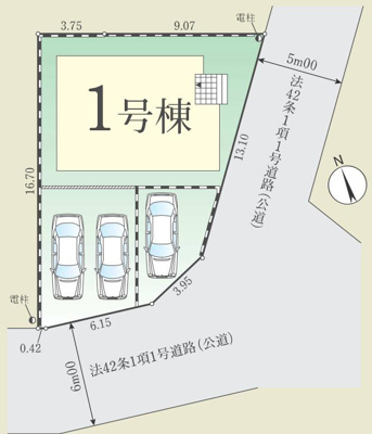 【区画図】 | 東中野新築戸建 | 区画図は、土地の形状、境界、道路との関係を詳細に示す図面土地の正確な位置、面積、形状を把握し購入や建築計画の判断に不可欠です。区画整理や開発状況も示され、将来的な土地利用のイメージを掴む上でも重要ね。