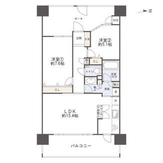 【間取り】 | リベールグラン夕陽丘 | 【間取り】6階・2LDK住戸！2026年6月水回り等リフォーム済みです◎