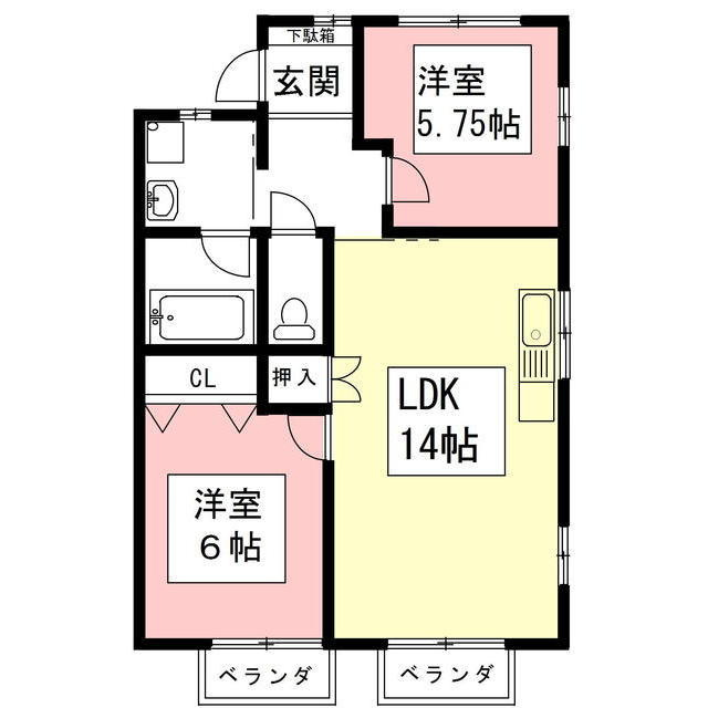 岐阜市川部１丁目のアパートの間取り