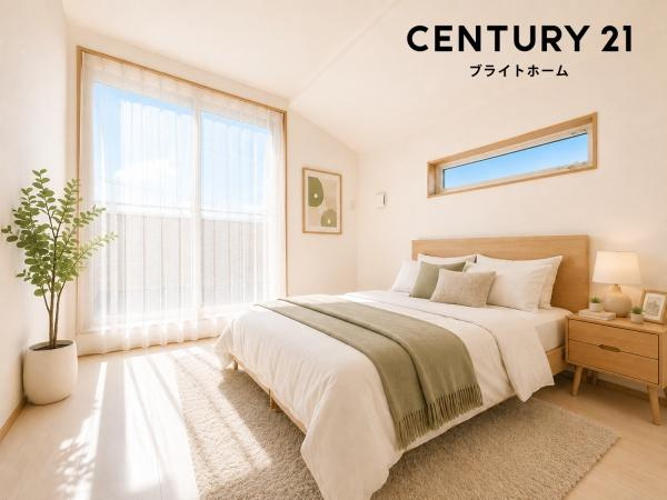横浜市泉区白百合１丁目の新築一戸建の洋室|窓からの光が嬉しい洋室です。
収納もあり、荷物が多い方にも安心です♪
※家具等はＣＧで消しております。