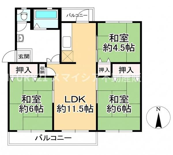 【間取り】 | 香里三井Ｉ住宅　A95号棟