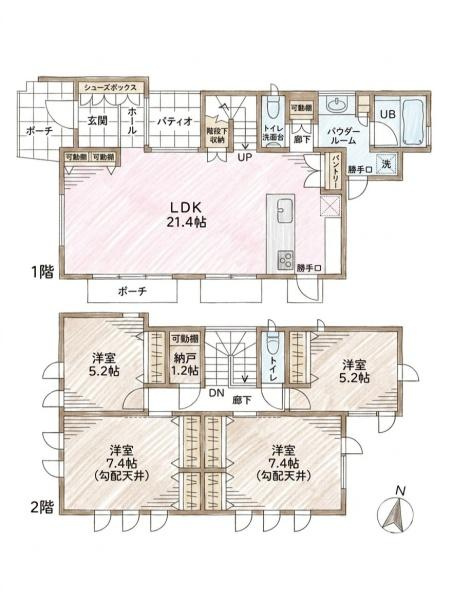 横浜市港北区篠原東２丁目の新築一戸建の間取り