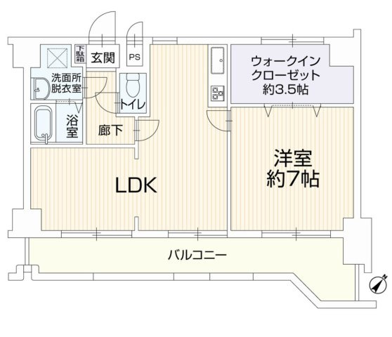 【間取り】 | エクセル橋本南 ４０３ | 1LDKは、リビングダイニングキッチンと独立した居室がある広々とした間取りで、広々とした空間で快適に過ごせます。食事やくつろぎ、睡眠の空間を分けられ、来客時にもプライバシーを保ちやすい点が魅力ですね。