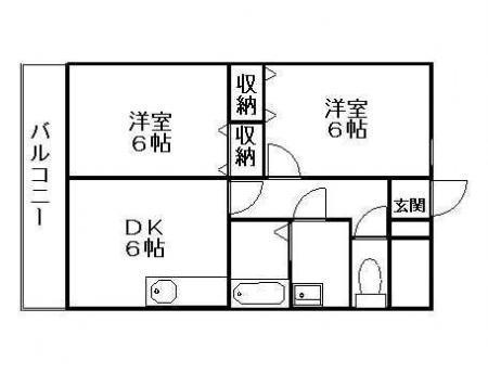 【間取り】 | スカイマンションＥ | 【２ＤＫ】