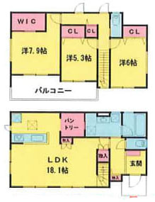 厚木市関口　新築戸建ての間取り