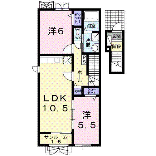 富山市草島のアパートの間取り