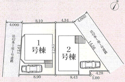【区画図】 | 長房新築戸建 | 区画図は、土地の形状、境界、道路との関係を詳細に示す図面土地の正確な位置、面積、形状を把握し購入や建築計画の判断に不可欠です。区画整理や開発状況も示され、将来的な土地利用のイメージを掴む上でも重要。