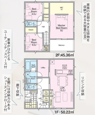 【間取り】 | 元八王子新築戸建 | 3LDKは、リビングダイニングキッチンと3つの居室がある間取り。ファミリー層に非常に人気の高い間取りで、広々としたリビングで家族団らんを楽しみ、個室でプライベートな時間も確保できるのが大きな魅力です。