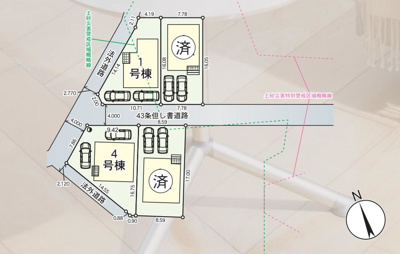 【土地図】 | 元八王子新築戸建 | 土地図は、土地の位置や形状、地番、隣接地の関係を示す図面です。土地の正確な情報を把握するのに不可欠です。不動産取引や測量や、建築計画に用いられ、現況を把握する上で重要。全体像を把握する際に役立ちます。