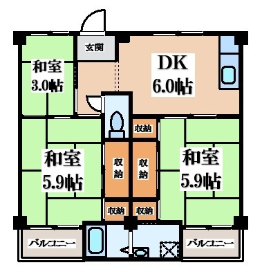 【間取り】 | ビレッジハウス倉治
