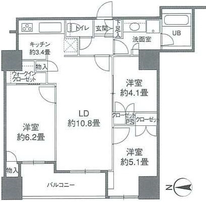 カスタリアタワー品川シーサイドの間取り