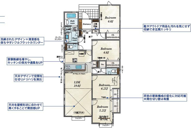 【間取り】 | 7/28値下げ★伊勢崎市宮子町　平屋新築・４LDK可！