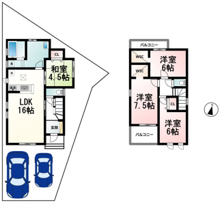 【間取り】 | 千町2丁目　分譲6区画6号棟