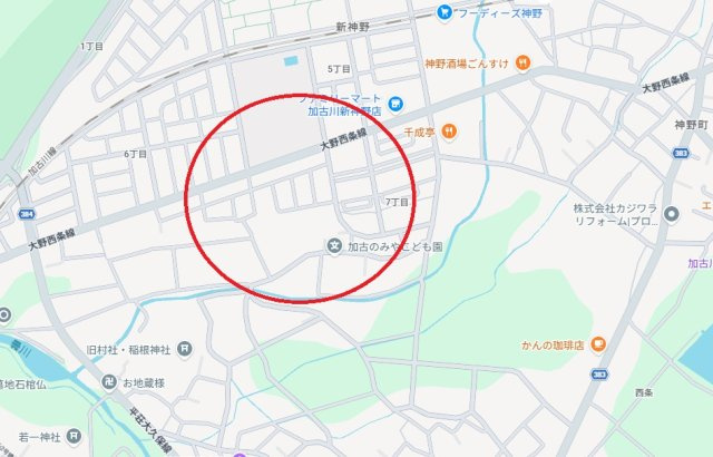 加古川市新神野8丁目6期　　加古川線「神野駅」徒歩10分の地図
