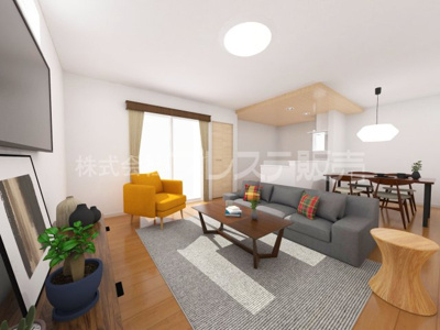 【居間・リビング】 | 奈良市中山町の新築一戸建 全３区画 | ２号地リビング完成イメージ／南向きですので、陽あたり良好です♪※モデルハウスあり