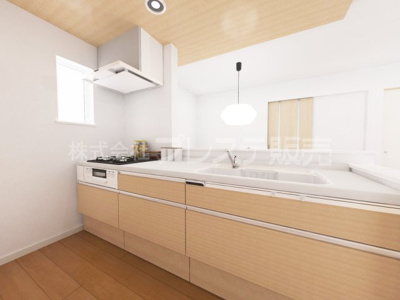 【キッチン】 | 奈良市中山町の新築一戸建 全３区画 | ２号地キッチン完成イメージ／人気の対面キッチン♪