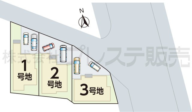 奈良市中山町の新築一戸建 全３区画の区画図|全体区画図