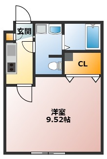 【間取り】 | アムールCerisier | 駅徒歩4分！1Kの間取りです！