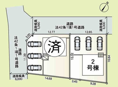 【区画図】 | 田名塩田新築戸建 | 区画図は、土地の形状、境界、道路との関係を詳細に示す図面土地の正確な位置、面積、形状を把握し購入や建築計画の判断に不可欠です。区画整理や開発状況も示され、将来的な土地利用のイメージを掴む上でも重要。