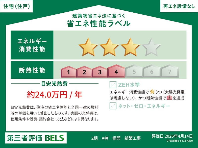 カメリアコート早島ⅡAの省エネ性能ラベル