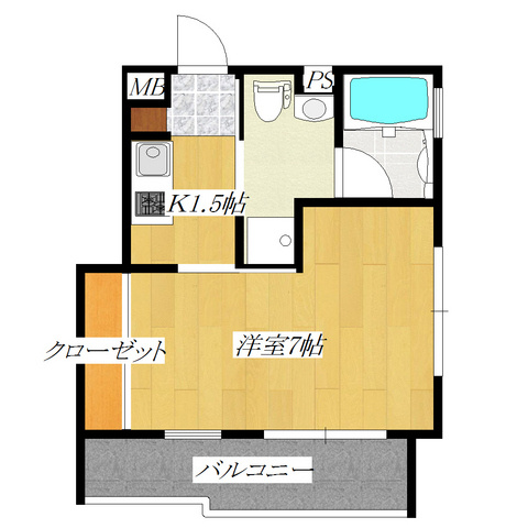 シャンパニーインの間取り|１Fの角部屋です♪