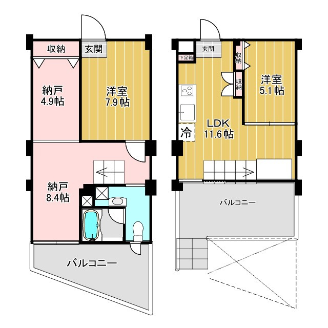 川崎市中原区木月３丁目の賃貸マンションの間取り