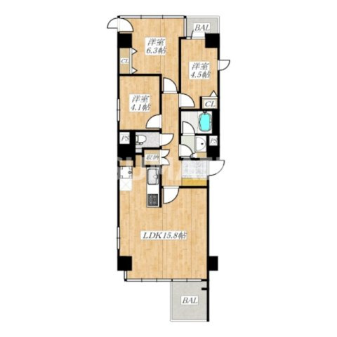 ＬＡＮＡＩ　１５２１の間取り|間取図です