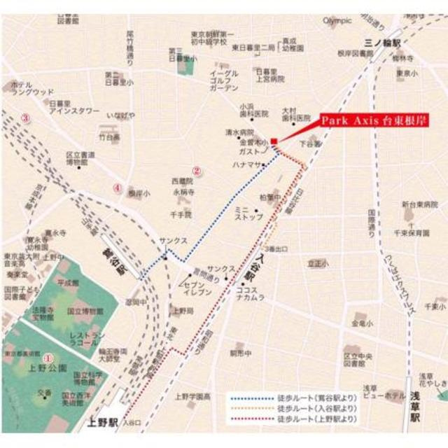 パークアクシス台東根岸の地図