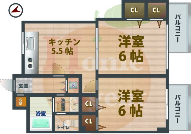 【間取り】 | プライムアーバン新宿落合 | 2Kのお部屋です。