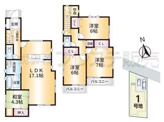 【間取り】 | 奈良市中山町の新築一戸建 全３区画 | １号地間取図