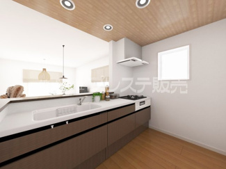 【キッチン】 | 奈良市中山町の新築一戸建 全３区画 | ３号地キッチン完成イメージ／人気の対面キッチン♪