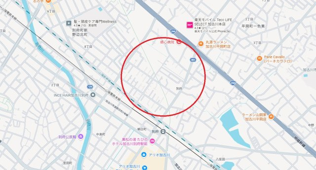 加古川市別府町別府　　　山陽電鉄「別府駅」徒歩５分の地図