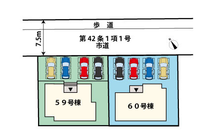今津　新築戸建　3棟の区画図