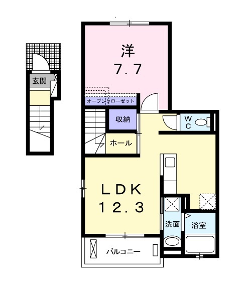 Ｂｅｒｒｙ　ｆｉｅｌｄｓの間取り|使いやすい１ＬＤＫタイプ！