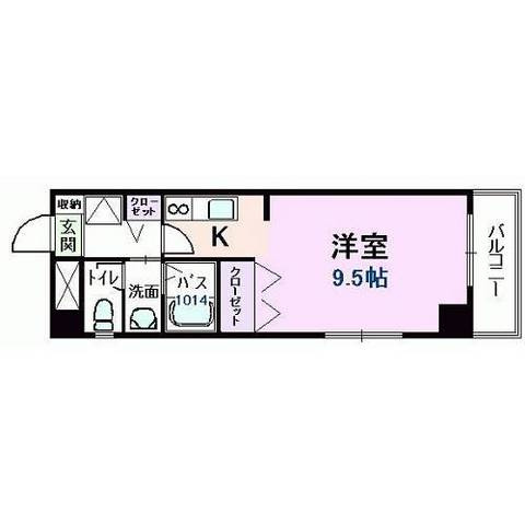 ヤングウッズの間取り|バス・トイレ別で洋室広々9.5帖！！