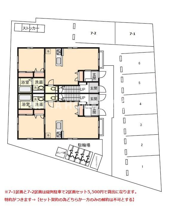 丹波篠山市大沢１丁目のアパートの区画図