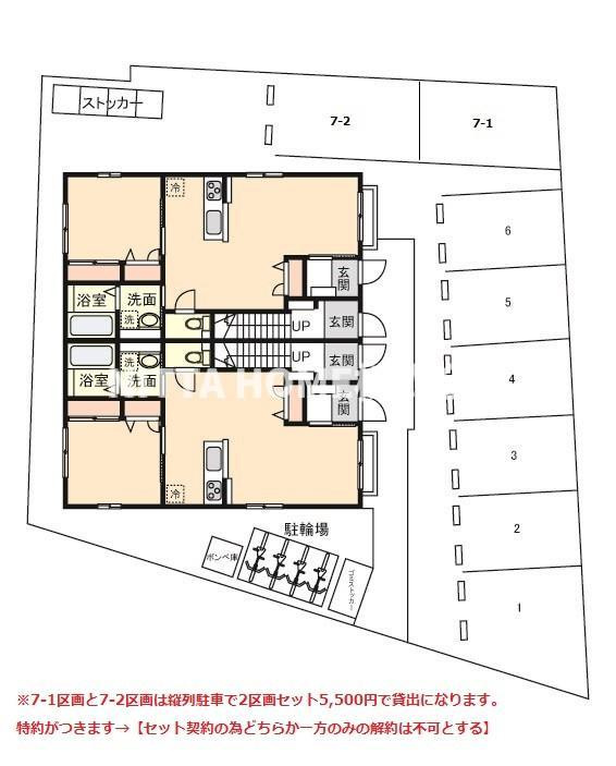 丹波篠山市大沢１丁目のアパートの区画図